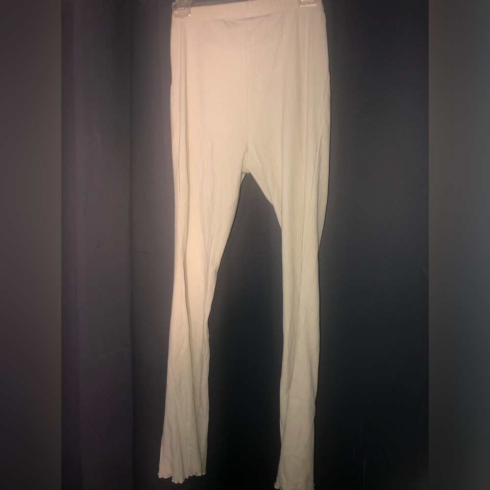Cotton On  tan stretch small lounge pants ruffled trim on leg bottoms